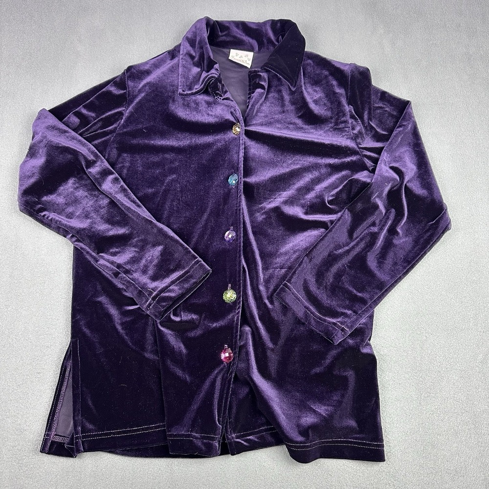 Donna Vintage Purple Velvet Dress Jacket Set Small Made USA Jewel Buttons